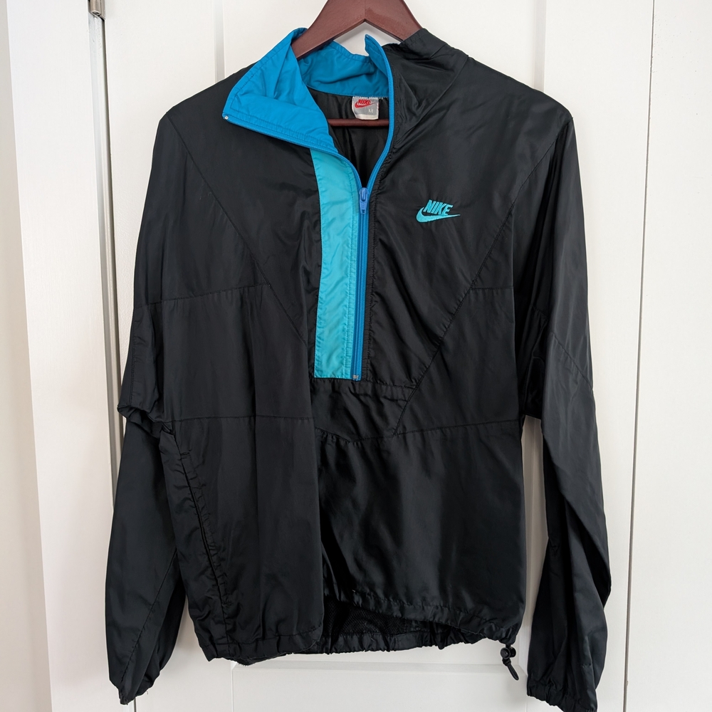 Nike Black Windbreaker with Teal Accents